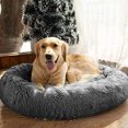 thumbnail image 6 of 35.4" Calming Dog Bed & Cat Bed, Anti-Anxiety Donut Dog Cuddler Bed, Warming Cozy Soft Dog Round Bed, Fluffy Faux Fur Plush Dog Cat Cushion bed up to 55lbs, for Medium and Large Dogs&Cats - Deep Gray, 6 of 7