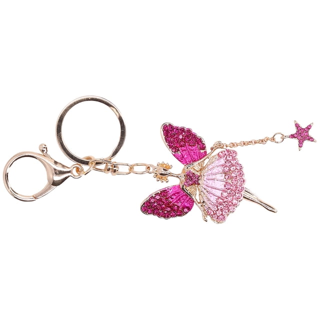 Emoshayoga Keychain Pendants Llavero de Metal con Forma de Ángel Lindo de Rhinestone para Coche y BolsaRosa Claro, Rosa Oscuro