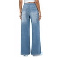 thumbnail image 4 of Karymi Jean Shorts Elastic Waist Denim Wide Leg Pants, Washed Stretch Jeans With Side Pockets Casual Trousers, 4 of 5