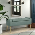 Homebeez Storage Bench End of Bed Bench Ottoman Upholstered PU Entryway ...