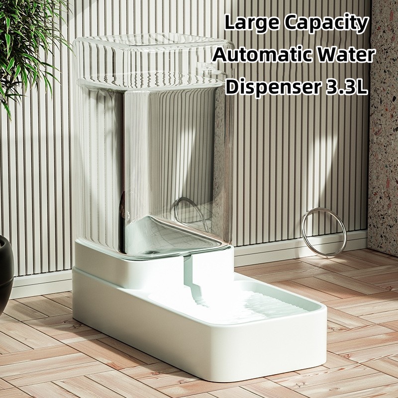 Gravity Automatic Cat Feeder & Water Dispenser Set, 3.3L Large Capacity - Includes Pet Food Bowl, Dog/Cat/Puppy/Kitten Waterer, White