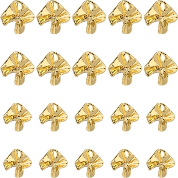 20 botones de costura de forma única de 28 mm y 25 mm, botones dorados a granel con forma de flor, botón de metal dorado galvanizado para Uni