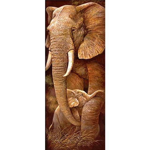 Cuadros Decorativos Pintura de diamante Elefante Madre Hijo Taladro redondo completo Imagen de Kit de diamantes de imitación JShteea Nuevos Originales