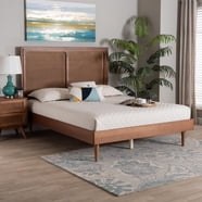 Mid Century Platform Bed – California King, Solid Wood, Acorn Finish By Alpine Furniture