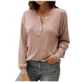thumbnail image 1 of Tops Para Mujer Blusa Casual Elegante Camisas de Manga Larga Camisa de Botón Sólido Con Cuello en V de Moda Odeerbi  ODB166866, 1 of 6