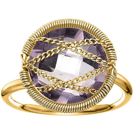 5th & Main 18kt Gold over Sterling Silver Hand-Wrapped Round Amethyst Stone Ring