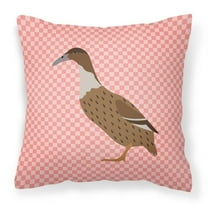 Carolines Treasures BB7861PW1818 Dutch Hook Bill Duck Pink Check Fabric Decorative Pillow, 18 x 18 in.