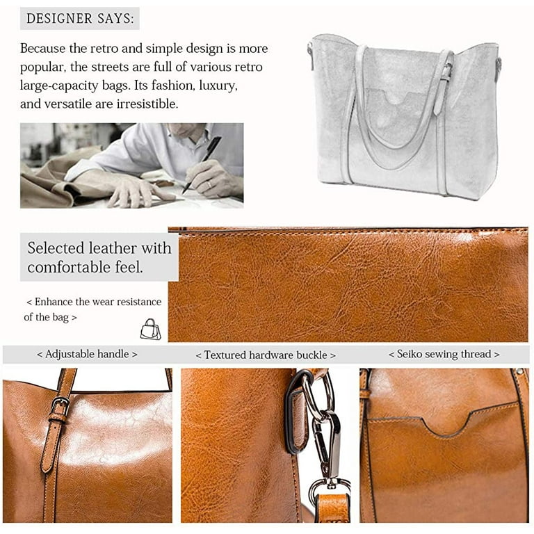 Pikadingnis Women Bag Vintage High Quality Casual Tote Fashion Women Messenger Bags Shoulder Top-Handle Handbag Luxury Bag Wallet Leather, Adult