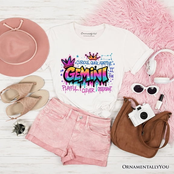 Gemini Graffiti Zodiac T-Shirt, Street Style Astrology Horoscope Tee