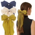 thumbnail image 1 of 3 uds. Lazos grandes y sedosos de satén para el pelo para mujer, pasadores grandes para el pelo, cinta para niñas, pinzas para el pelo largas, pasador francés, horquilla con lazo Kawaii bonita, p, 1 of 5
