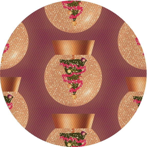 Ahgly Company Indoor Round Patterned Carrot Orange Area Rugs, 5' Round