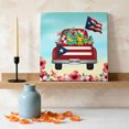 thumbnail image 3 of Ships Next Day Canvas Wall Art 8"x8",Puerto Rican Flag Wood Framed Canvas Print Painting,Vintage Country Truck Flowers Blue Beige Ready to Hang Small Picture Wall Decor for Bathroom Nursery Kitchen, 3 of 9
