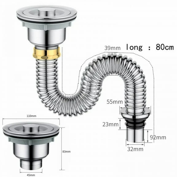 Kitchen Sink Drain Pipe Anti Rat Bite Stainless Steel Sink Strainer Deodorant Wash Basin Sewer Drainer Bathroom Accessories