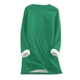 thumbnail image 4 of IYYVV Women's Winter Warm Sherpa Lined Sweatshirt Pullover Crewneck Long Sleeve Fleece Lined Thermal Shirts Loungewear Tops Dark Green M, 4 of 4