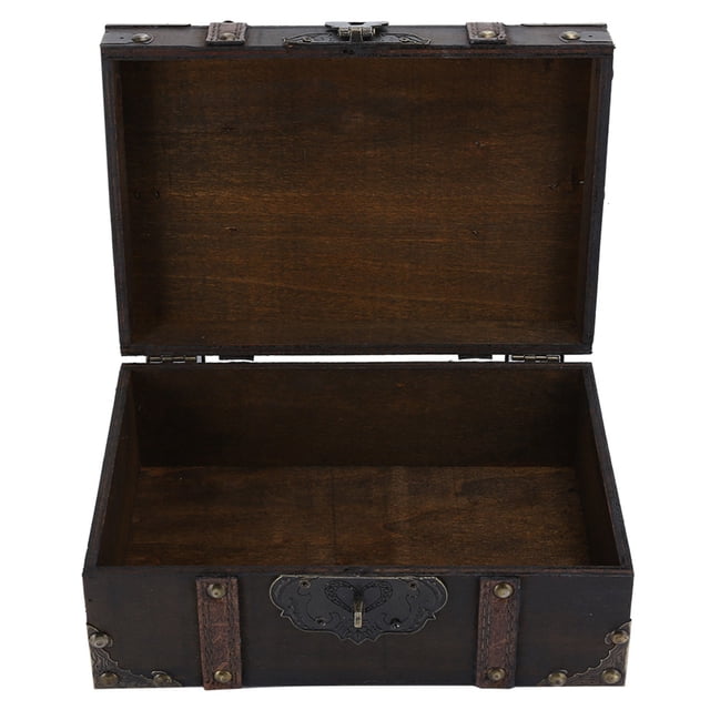 CAJA DE ALMACENAMIENTO DE MADERA VINTAGE Conradura, Cofre Decorativo Para Joyas del Tesoro para decoración del Hogar, Gran Capacidad, Esquinas Reforzadas