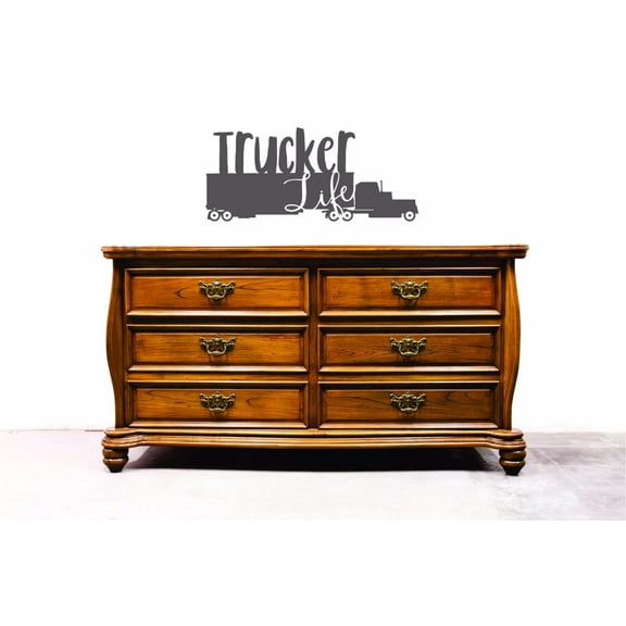 Custom Decals Truck Driver Life Wall Art Size: 10 X 20 Inches Color: Grey