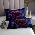 thumbnail image 3 of Erosebridal Ball Game Basketball Coverlet Set King,Neon Hexagon Bedding Set,Geometry Decor,3-Piece, 3 of 5
