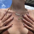 thumbnail image 4 of Htooo Collar con número de ángel de acero inoxidable chapado en oro y plata de 18 quilates 111 222 333 444 555 666 777 888 999 Joyería de numerología para mujeres y niñas, 4 of 5