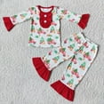 thumbnail image 1 of Pijamas de Navidad para niña, ropa de Papá Noel, camisa con volantes, conjunto de pantalones a cuadros, atuendo infantil de Boutique, venta al por mayor, 1 of 4