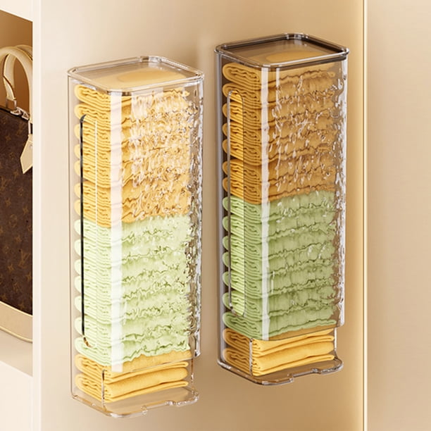 Caja De Almacenamiento De Plástico Caja de almacenamiento transparente para ropa interior y calcetines,para colgar en la pared,organizador de armario transparente con adhesivo (1 pieza) Rkxzt