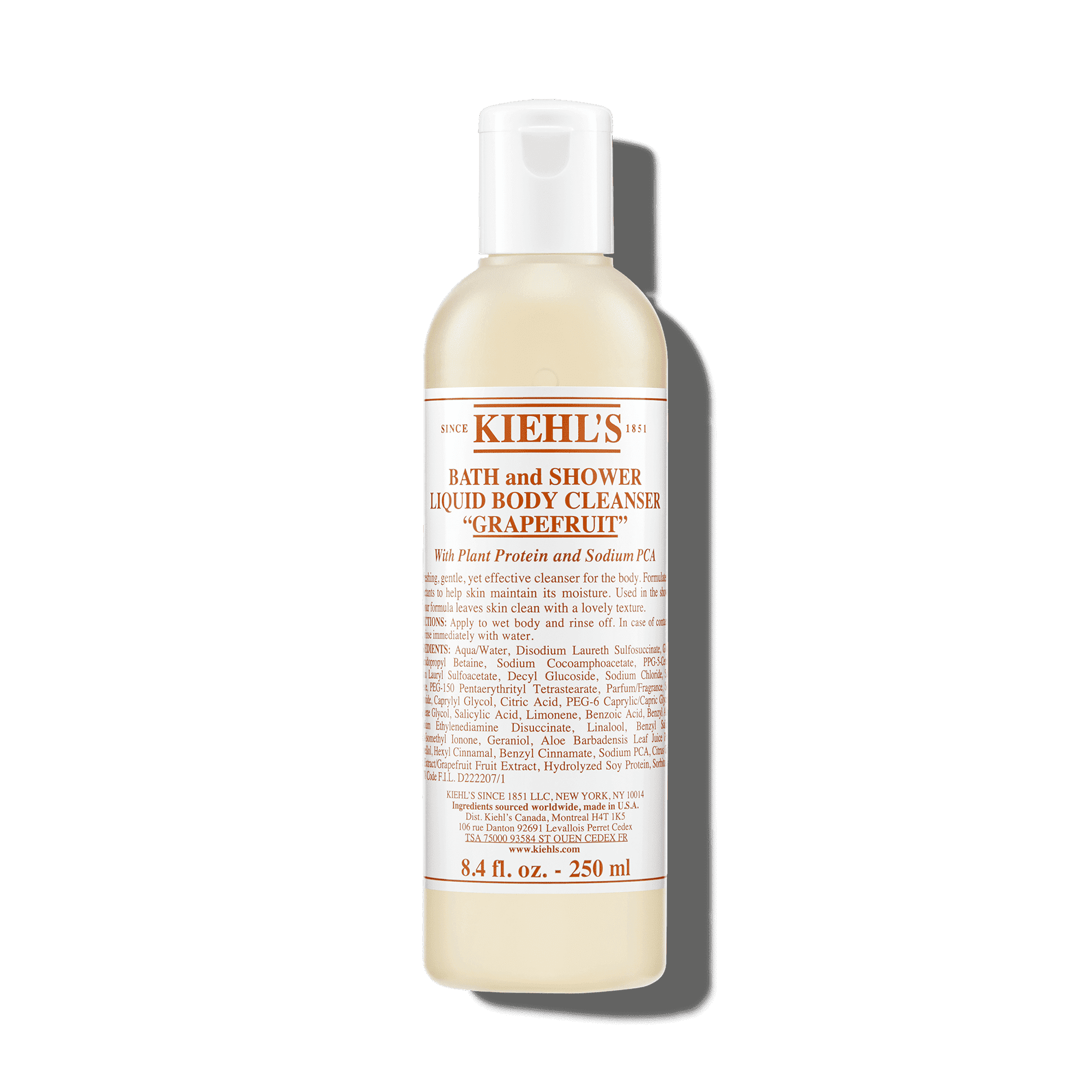 Kiehl's Grapefruit Liquid Body Cleanser, Gentle and Refreshing Foaming Body Wash Shower Gel 8.4fl oz 250ml