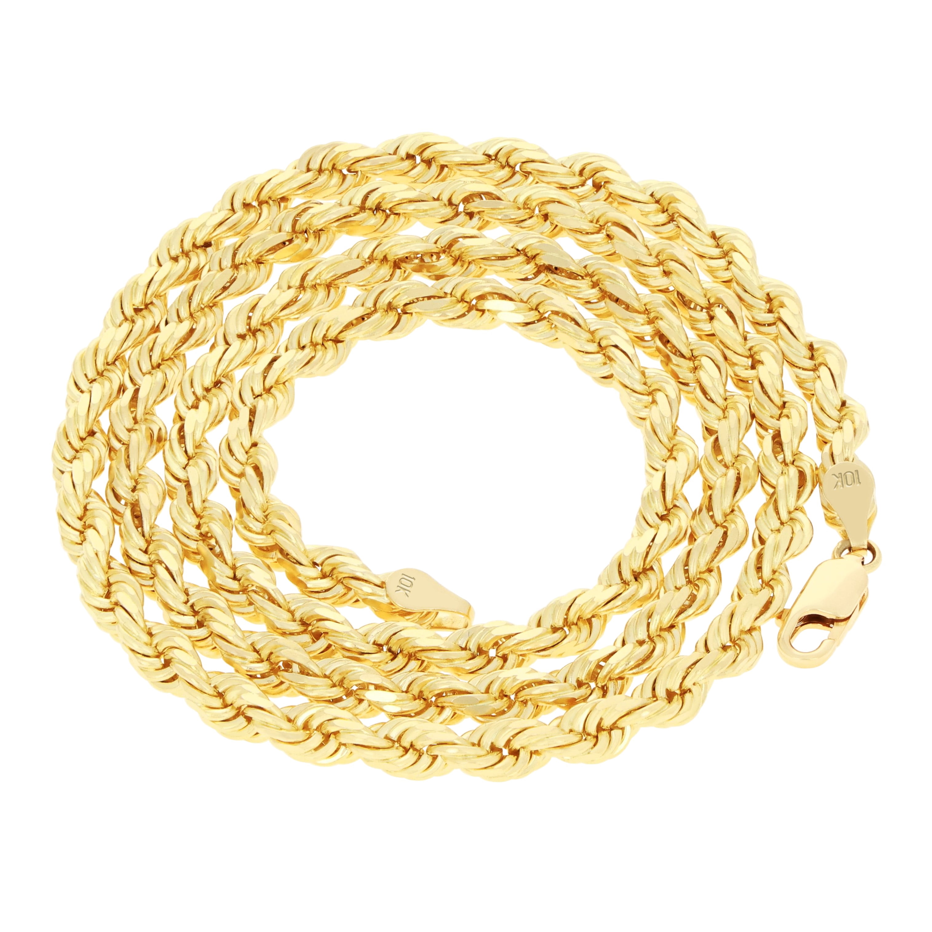 Nuragold 10k Yellow Gold 5mm Rope Chain Diamond Cut Bracelet (7"-9") Italian Jewelry for Men & Women
