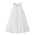 thumbnail image 4 of Girls Summer Dress Halter Neck Flower Girl Party Dress Embroidered Sleeveless Tiered Chiffon Sundress for Kids, White, Sizes 9-10Y, 4 of 6