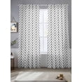 thumbnail image 2 of White Geometric Sheer Curtains 96 Inch Length 2 Panels Set Window Treatments, Modern Minimalism Black Striped Lines Rod Pocket Semi Curtains for Living Room/Bedroom/Kitchen Décor, 104"W x 96"L, 2 of 7