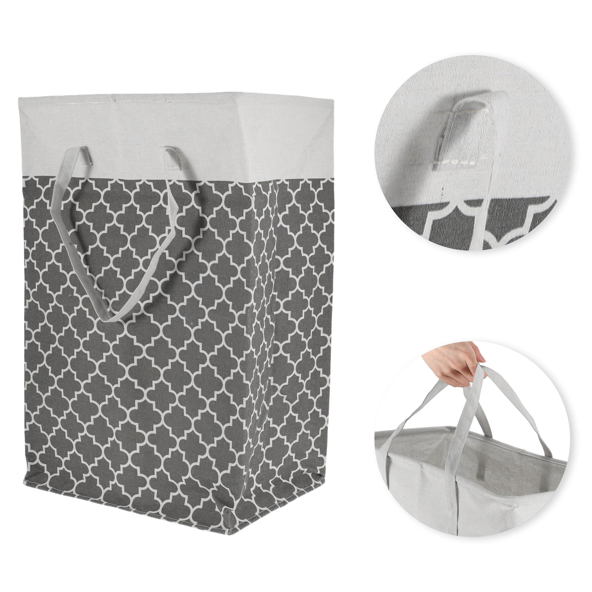 Unique Bargains Laundry Basket, Foldable Laundry Hamper with Handles Dark Gray