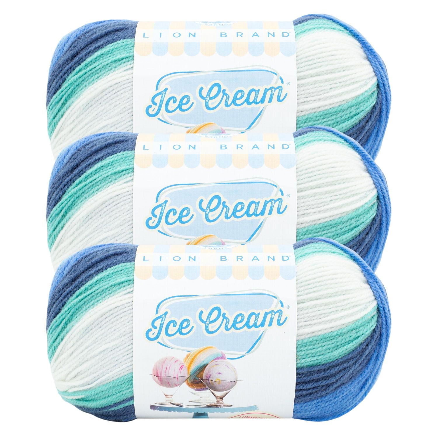 Lion Brand Ice Cream® Baseball Nut Yarn #3 Light/DK Yarn 100g/360m 3-Pack