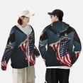 thumbnail image 4 of Fotbe American Flag Chaqueta con Protección Solar UPF 50+ para Hombre y Mujer, Camisa con Capucha y Bolsillos-Small, 4 of 7