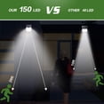 thumbnail image 3 of Lámpara solar para exteriores, paquete de 4, 150 LED, sensor de movimiento, iluminación solar para exteriores, luz solar inalámbrica impermeable, potente seguridad para jardín, 3 of 5