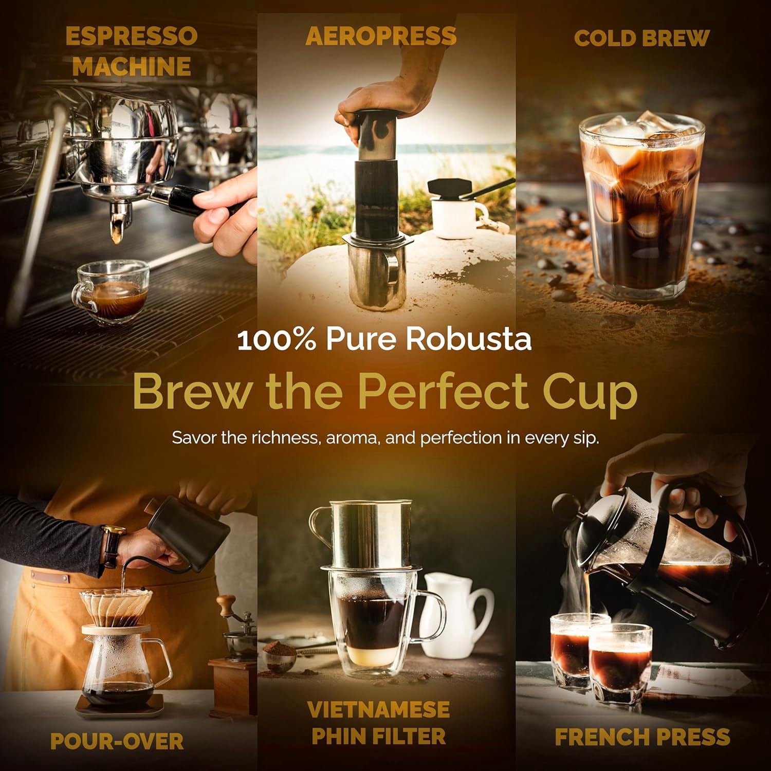 Birdee Vietnamese Coffee – 1 LB, Medium Roast Whole Bean, 100% Robusta, Hand-Picked, Resealable Bag, Smooth Flavor, Low Acid, High Caffeine