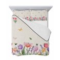 thumbnail image 7 of Quilts Twin Size Bedding Set, Spring Tulips Lightweight Quilted Comforter, Colorful Floral Spring Farmhouse Linen Texture Soft Bedspread Coverlet with Pillow Covers for All Season, 68" x 86", 7 of 7