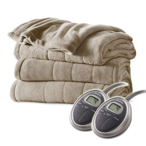 Sunbeam Channeled Velvet Plush Electric Heated Blanket Twin Full Queen