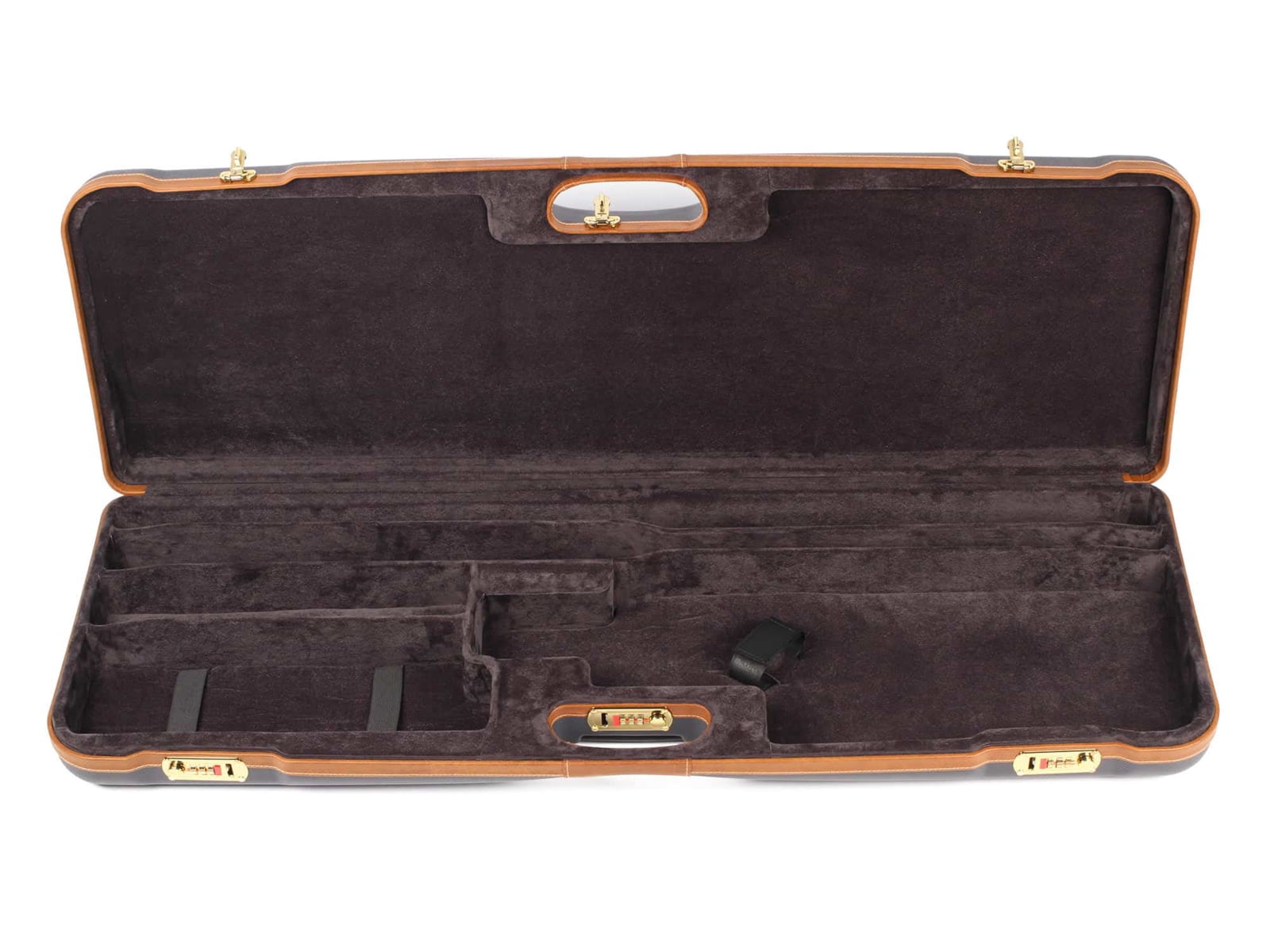 Negrini O/U Deluxe High Rib Trap/Sporting Combo Shotgun Case, Navy/Tobacco Leather/Grey Interior