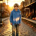 thumbnail image 2 of HAYIMI Kids Halloween Distressed Hoodie Ripped Hem Oversized Hooded Sweatshirt Children Long Sleeve Tops Holiday Pullover, 2 of 5