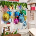 thumbnail image 4 of Christmas Shower Curtains Christmas Balls Xmas Tree Candy Streamers Bathroom Happy New Year Celebration HolidayBathroom Shower Curtain Set Waterproof Fabric with 12 Hooks 72Wx72H Inch, 4 of 6