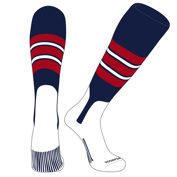PEAR SOX OTC Baseball Softball Stirrup Socks (E, 7in) Navy, Red, White (XL)