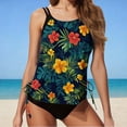 thumbnail image 2 of LMKIHUSA Women's Tummy Control Swimsuits Two Piece Drawstring Bathing Suits with Bottom Tankini Set Green,XXL, 2 of 6