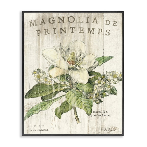 Stupell Industries Farmhouse French Magnolias In Spring Black Framed Giclee Art, 11 x 14, by Sue Schlabach