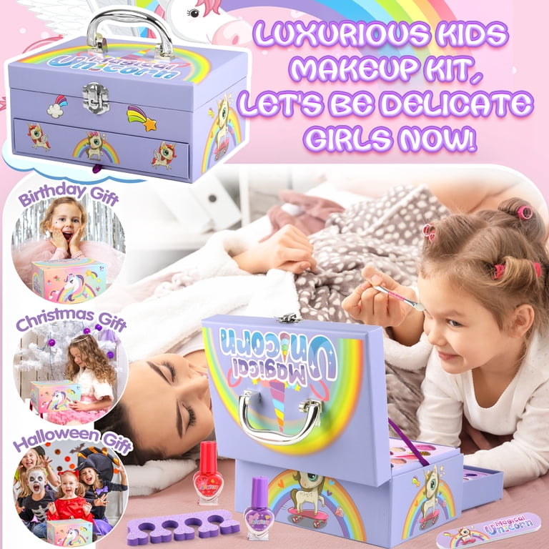 UUSUOO Kids Makeup Kit for Girls,36PCS Girls Unicorn Makeup Kit
