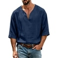 thumbnail image 2 of VgaVtl T Shirt for Men Elbow-Length Summer V-Neck Loose Sports Plain Casual Breathable Lightweight Mens Shirts, 2 of 7