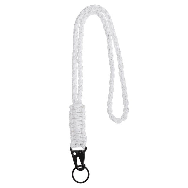 Cinta de paracord trenzada de alta resistencia Uxcell, llaveros de cinta de paracord para portador de tarjeta de identificación, cámara, billetera, llaves, supervivencia al aire libre, blanca