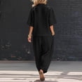 thumbnail image 5 of mihongmao Luau Outfits for Women Holiday Party Sets Women's Summer and Linen Set Casual V-neck Top+wide Leg Pants Set Two-piece Set Black S, 5 of 8