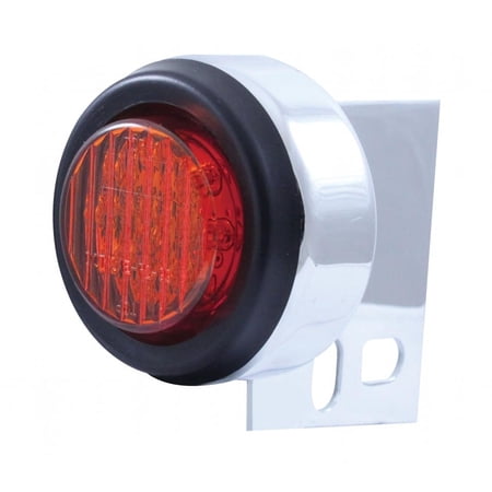 Chrome Universal Mud Flap Hanger End Light W/ 9 Red Led 2" Flat Light W/ Grommet - Red Lens