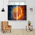 thumbnail image 2 of Sports Curtains, Basketball Theme Abstract Flame Art for Boys Teens Men Kids Small Short Cafe Window Curtain Over Sink Bathroom Dining Room Decor Rod Pocket Window Drapes 2 Panels 36"x28" Inch, 2 of 6