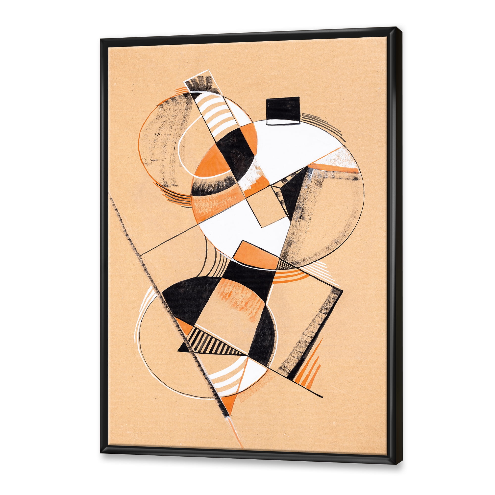 Designart 'Abstract Compositions Of Colored Geometric V' Modern Framed Canvas Wall Art Print