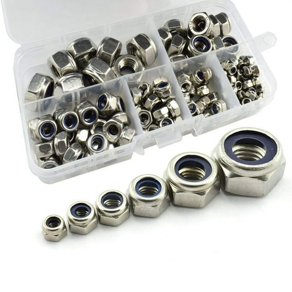 150Pcs 304 Stainless Steel Lock Nut Assortment Kit For Hardware Accessories Nylon G2823