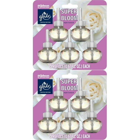 Glade Plug-Ins Scented Oil Air Freshener Refills, Super Bloom, .67 oz, 5 Ct -2PK